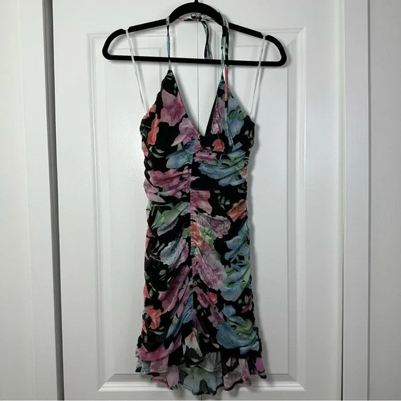 Lulu’s Women’s Floral Ruched Ruffles Mini Dress Size S - Picture 1 of 7